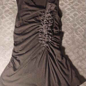 Elegant Black Ruched Blouse Size Large